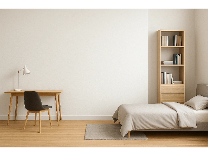 Accueil 2 Chambre d’adolescent avant l’impression murale – mur vide prêt à être décoré avec un visuel personnalisé