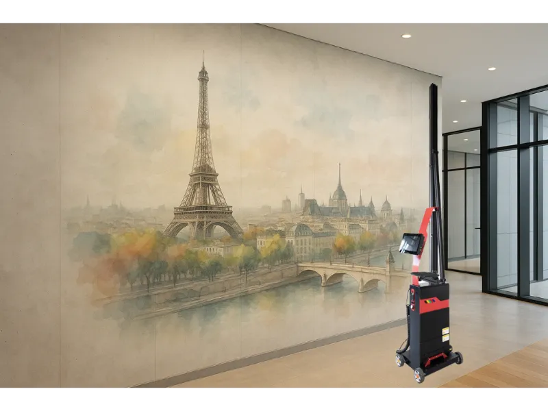 Accueil 11 Imprimante murale MK01-TCP1000 – impression professionnelle d’un paysage urbain de Paris sur mur d’entreprise