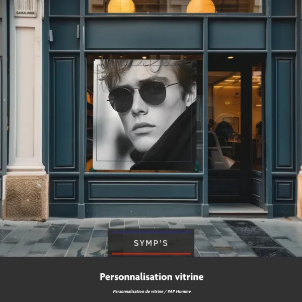 Symps's Print 9 Impression murale d’un portrait d’homme avec lunettes de soleil – décoration de boutique d’optique par SYMP'S PRINT
